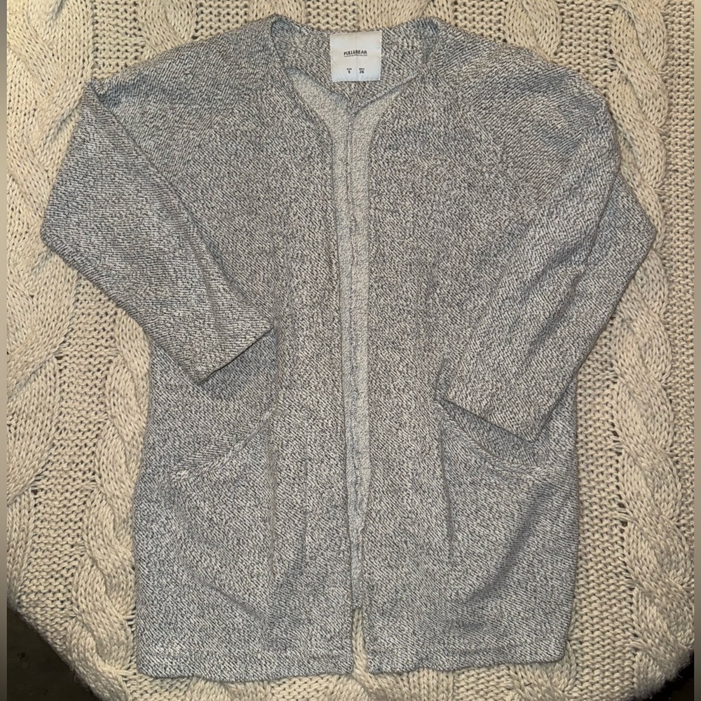 Pull & Bear Gray Open Front Cardigan (S)
